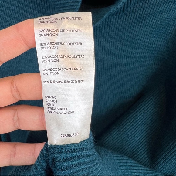 New Free People Softly Structured Tunic Sweater Peacock Jewel Blue Cowl Neck M - Picture 7 of 8